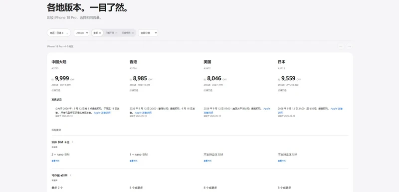 买 iPhone 前先查:多地区版本价格、SIM 规格、AI