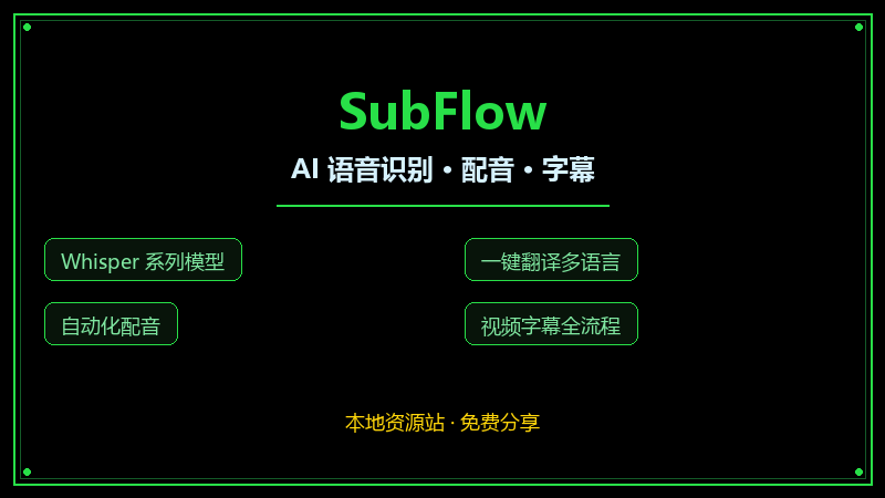 SubFlow 语幕：语音识别到多语言配音，视频字幕一条龙